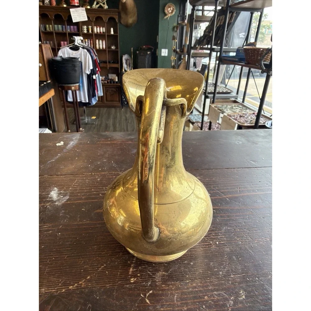 Vintage Brass Pitcher Urn Vase